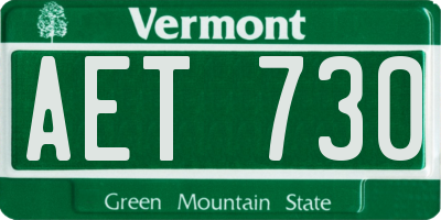 VT license plate AET730