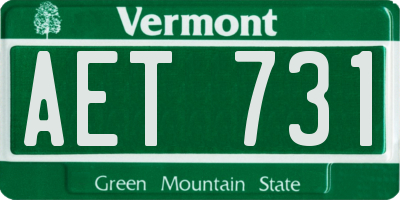 VT license plate AET731