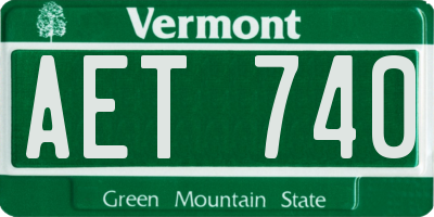 VT license plate AET740
