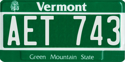 VT license plate AET743