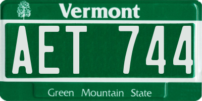VT license plate AET744
