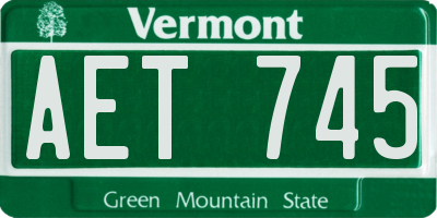 VT license plate AET745