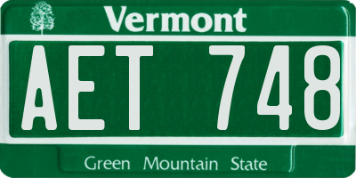 VT license plate AET748