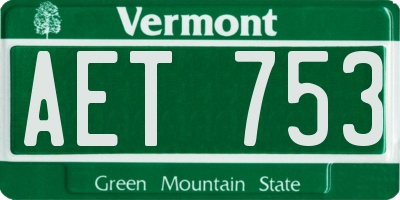VT license plate AET753