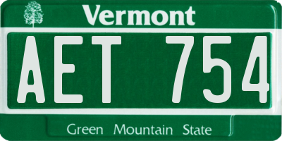 VT license plate AET754