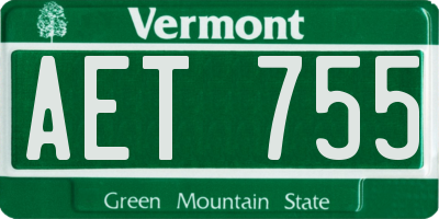VT license plate AET755