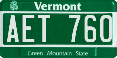VT license plate AET760