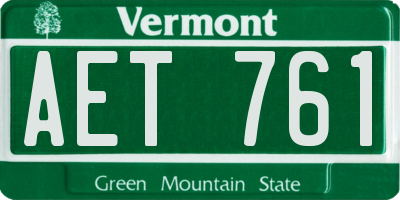 VT license plate AET761