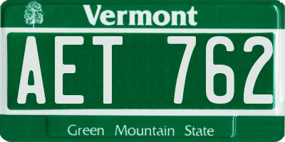 VT license plate AET762