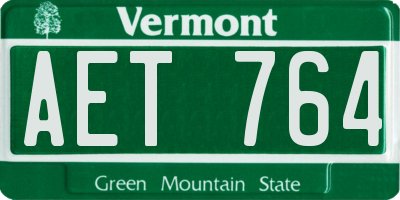 VT license plate AET764