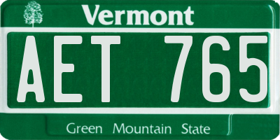 VT license plate AET765