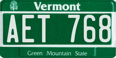 VT license plate AET768