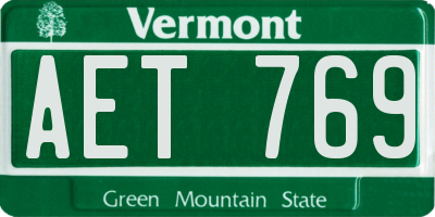 VT license plate AET769