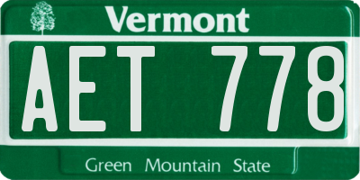 VT license plate AET778