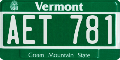 VT license plate AET781