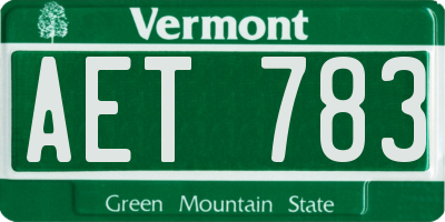 VT license plate AET783