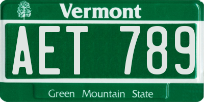VT license plate AET789