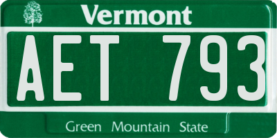 VT license plate AET793