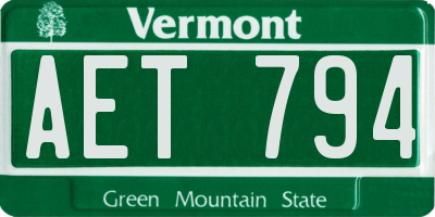VT license plate AET794