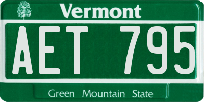 VT license plate AET795