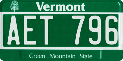 VT license plate AET796