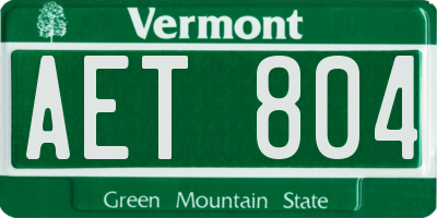 VT license plate AET804