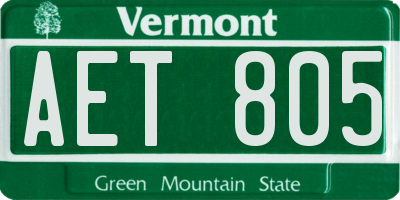 VT license plate AET805