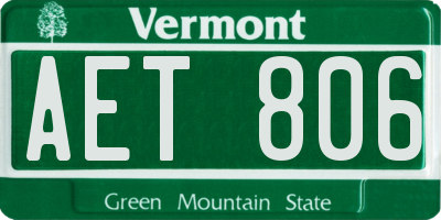 VT license plate AET806