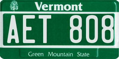 VT license plate AET808