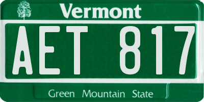 VT license plate AET817