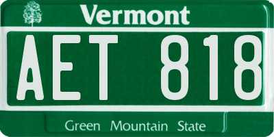 VT license plate AET818