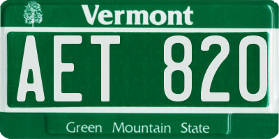 VT license plate AET820