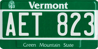 VT license plate AET823