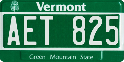 VT license plate AET825