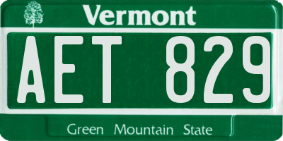 VT license plate AET829