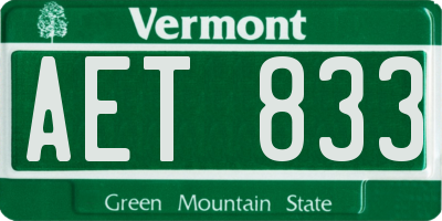 VT license plate AET833