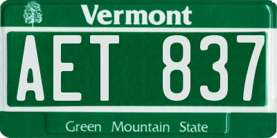 VT license plate AET837