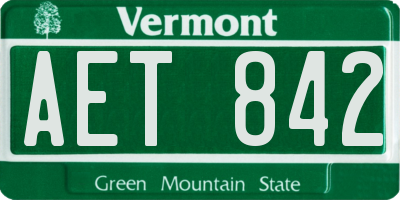 VT license plate AET842