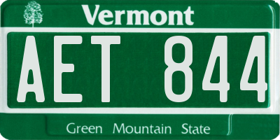 VT license plate AET844
