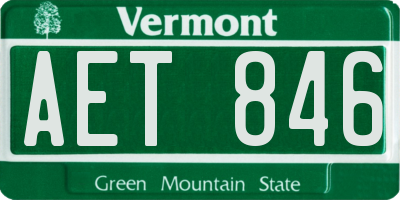 VT license plate AET846