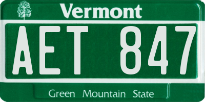 VT license plate AET847
