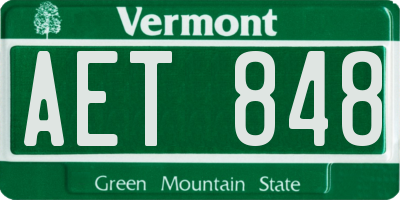 VT license plate AET848