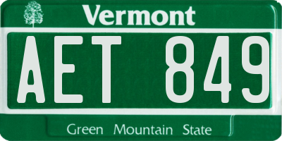 VT license plate AET849