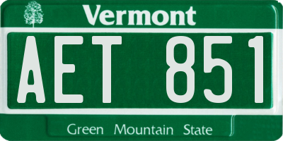 VT license plate AET851
