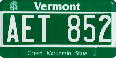 VT license plate AET852