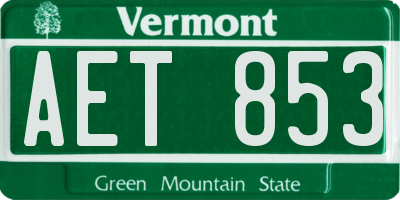 VT license plate AET853