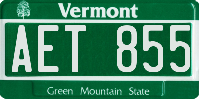 VT license plate AET855