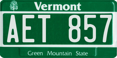VT license plate AET857