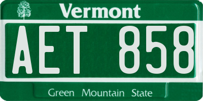 VT license plate AET858