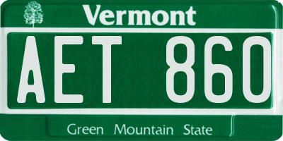 VT license plate AET860
